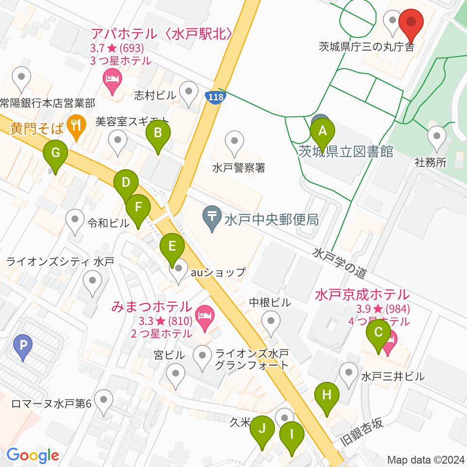 NHK文化センター 水戸教室周辺のカフェ一覧地図