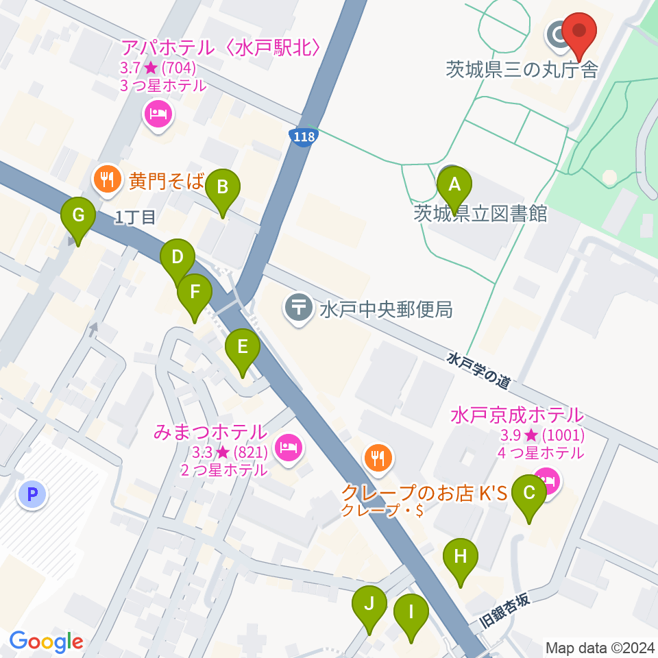 NHK文化センター 水戸教室周辺のカフェ一覧地図