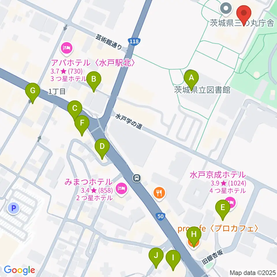 NHK文化センター 水戸教室周辺のカフェ一覧地図