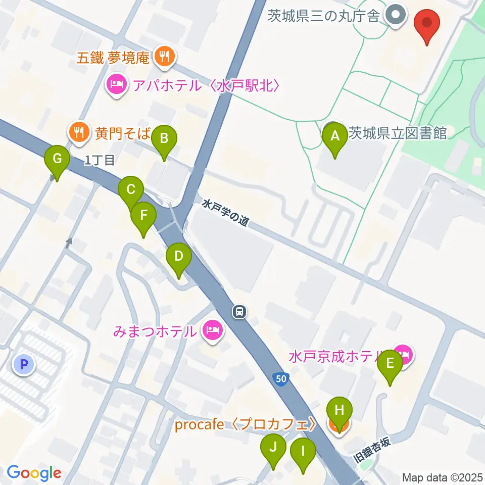 NHK文化センター 水戸教室周辺のカフェ一覧地図