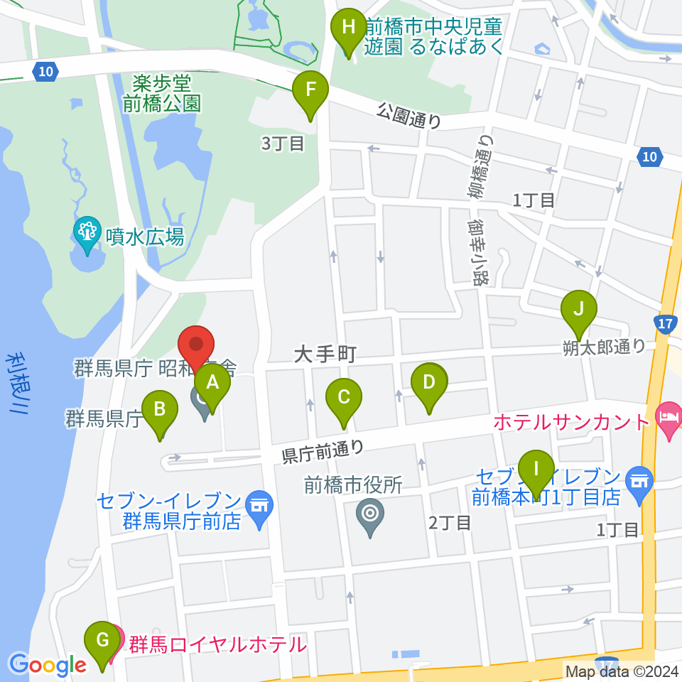 NHK文化センター 前橋教室周辺のカフェ一覧地図