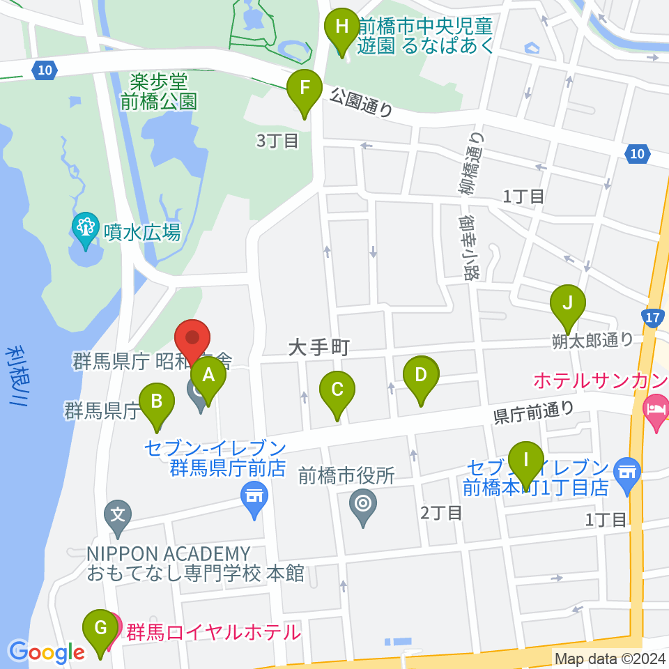 NHK文化センター 前橋教室周辺のカフェ一覧地図