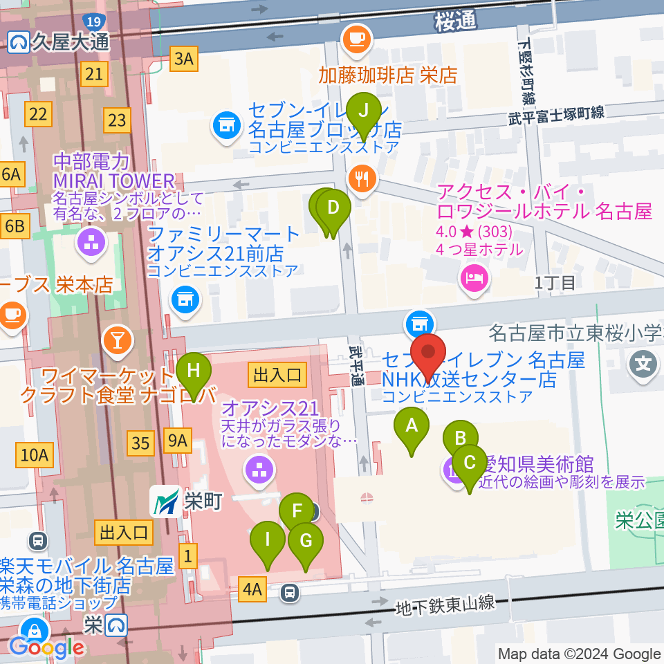 NHK文化センター 名古屋教室周辺のカフェ一覧地図