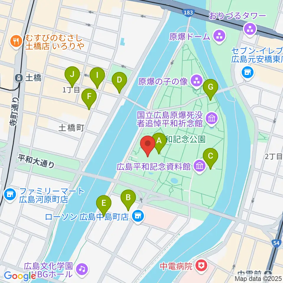 広島国際会議場フェニックスホール周辺のカフェ一覧地図