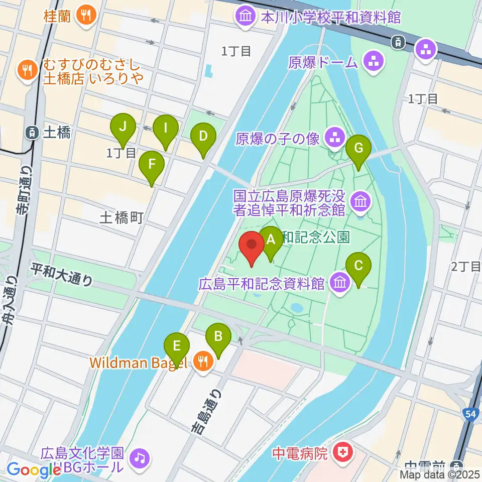 広島国際会議場フェニックスホール周辺のカフェ一覧地図
