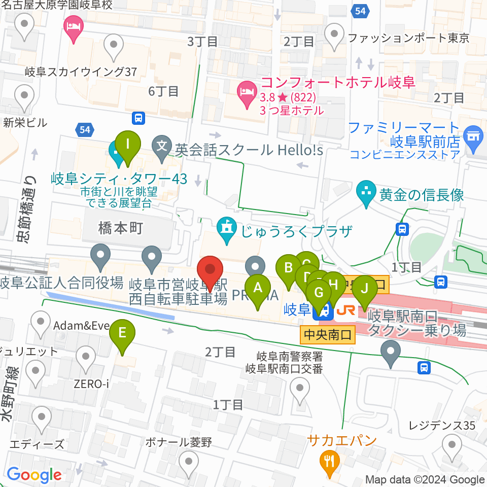 NHK文化センター 岐阜教室周辺のカフェ一覧地図
