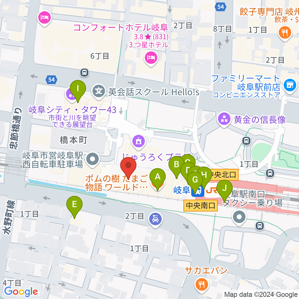 NHK文化センター 岐阜教室周辺のカフェ一覧地図