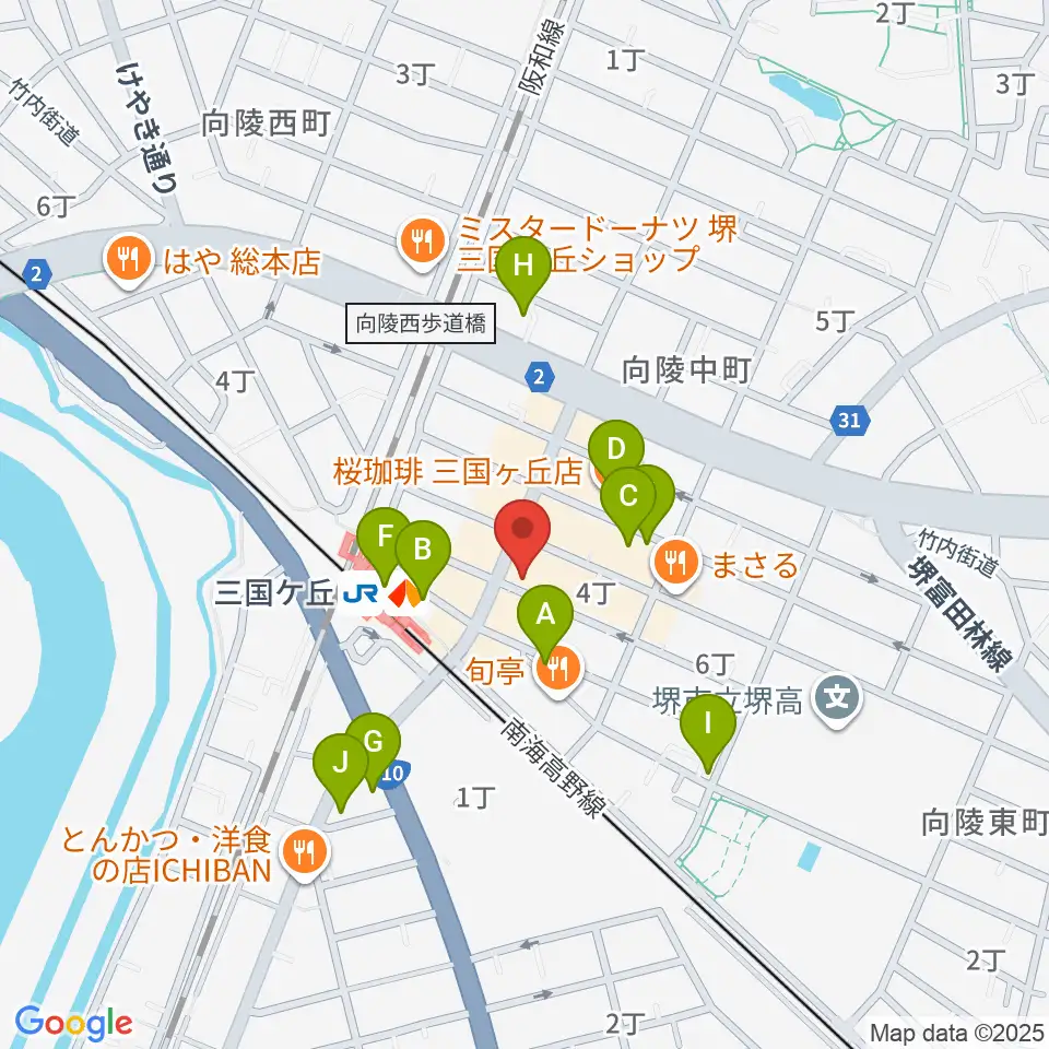 三国ヶ丘FUZZ周辺のカフェ一覧地図