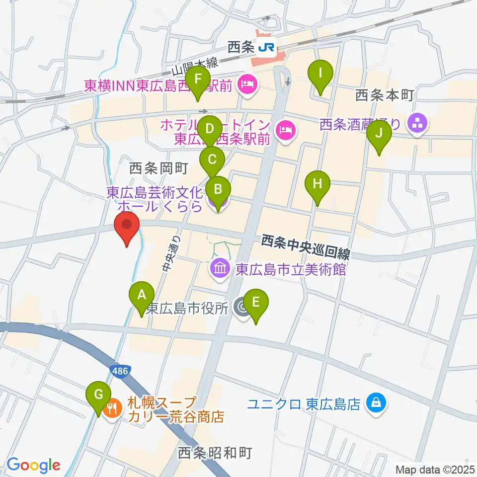 東広島市市民文化センター周辺のカフェ一覧地図