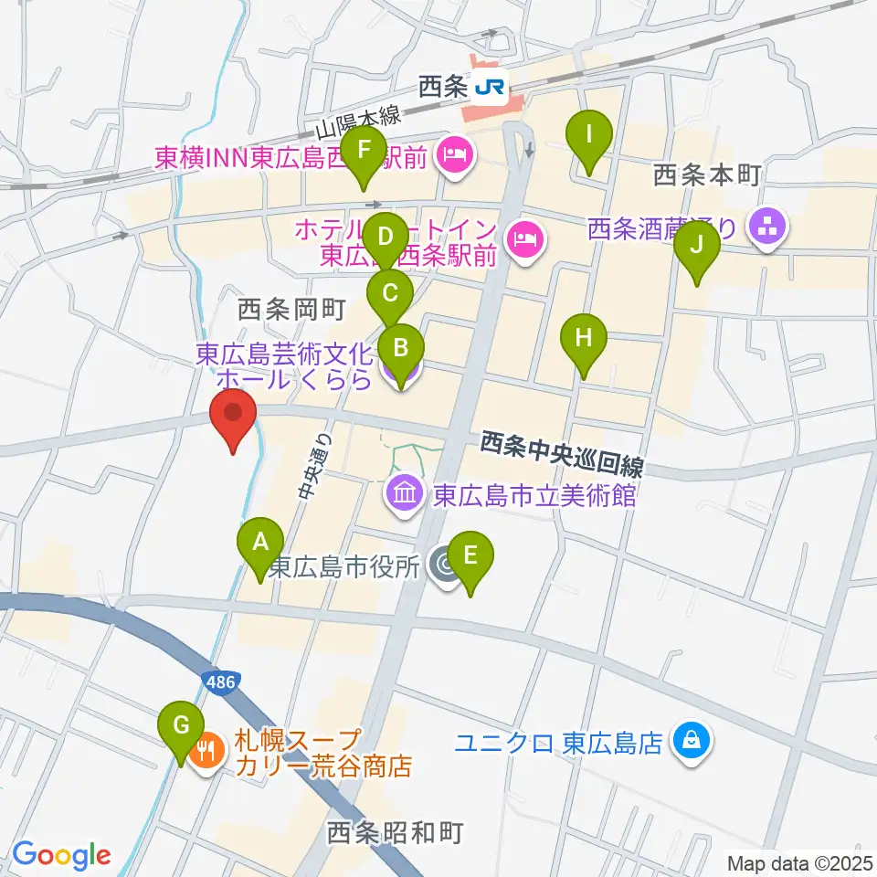 東広島市市民文化センター周辺のカフェ一覧地図
