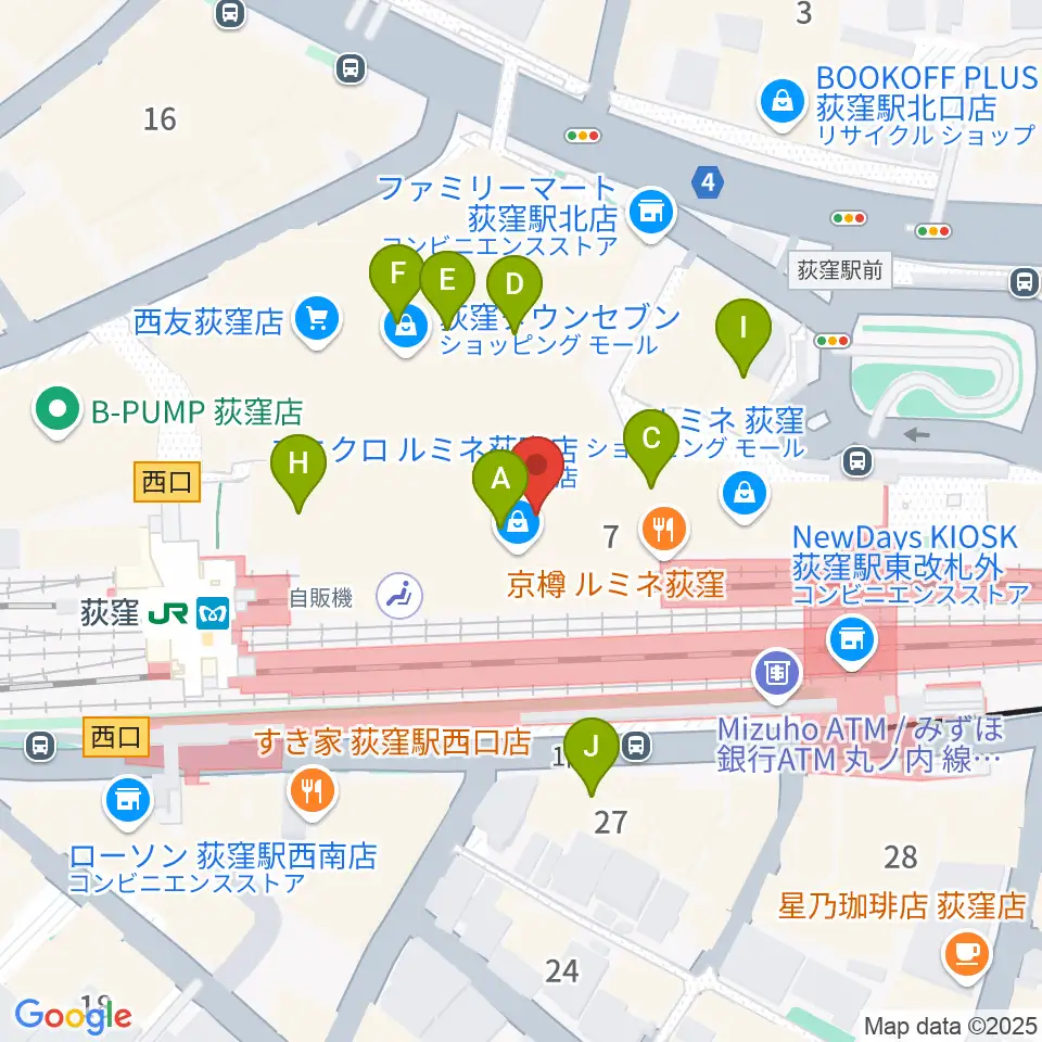 よみうりカルチャー荻窪周辺のカフェ一覧地図