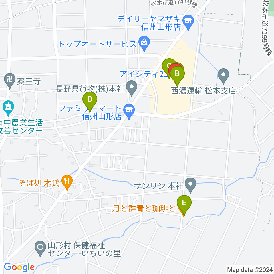 NHK文化センター 松本・iCITY21教室周辺のカフェ一覧地図