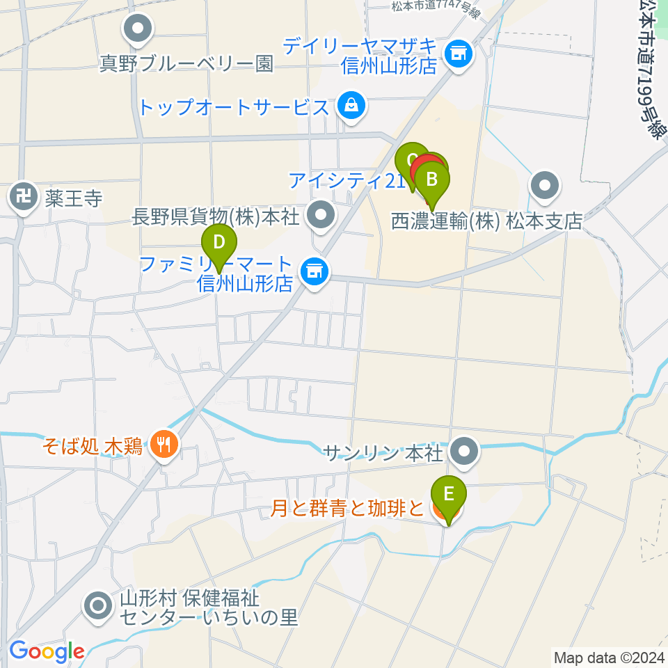 NHK文化センター 松本・iCITY21教室周辺のカフェ一覧地図