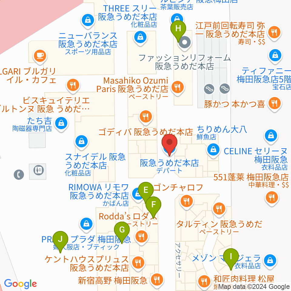 NHK文化センター 梅田教室周辺のカフェ一覧地図