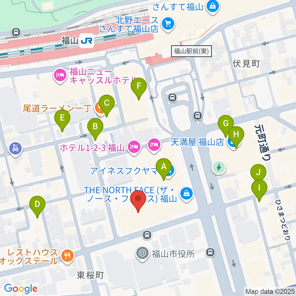 広島県民文化センターふくやま周辺のカフェ一覧地図