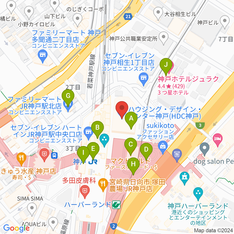 NHK文化センター神戸教室周辺のカフェ一覧地図