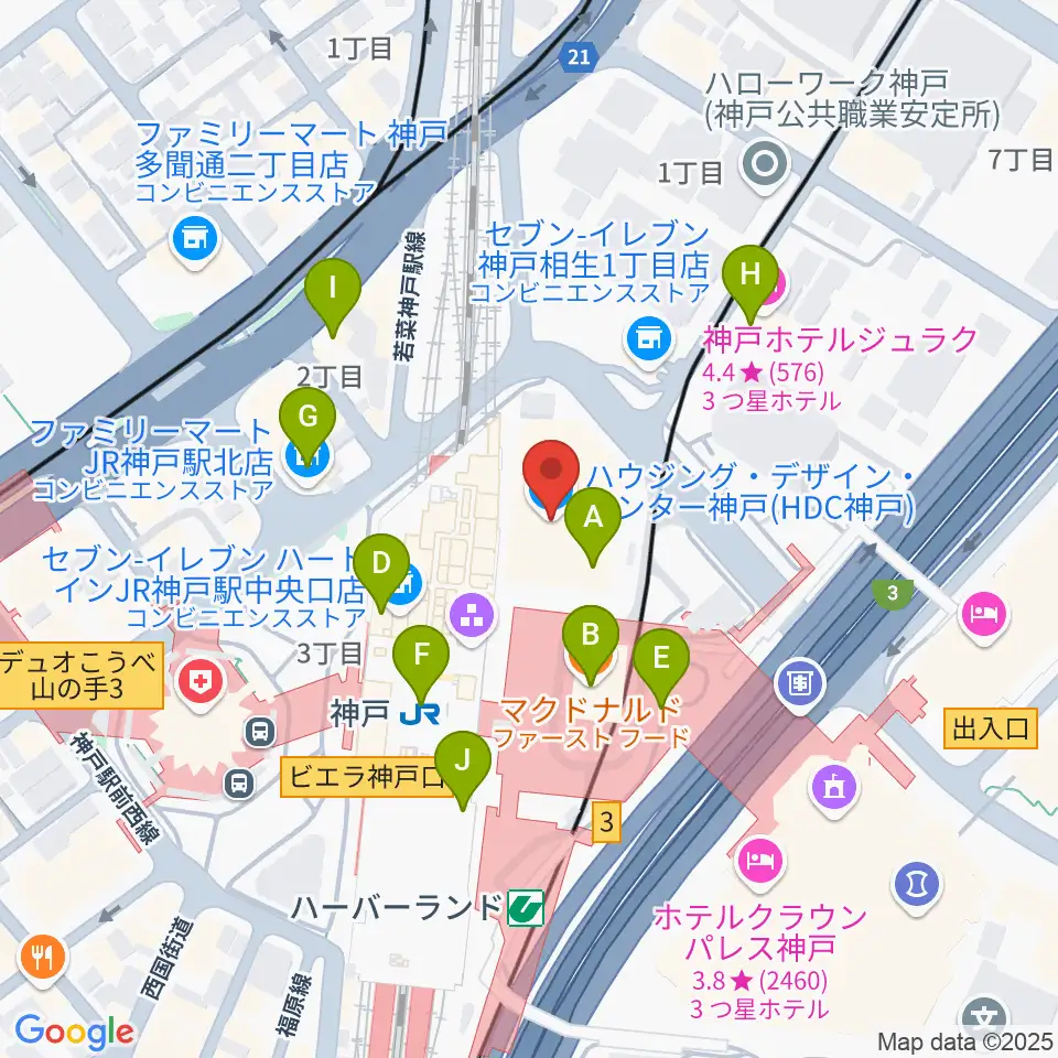 NHK文化センター神戸教室周辺のカフェ一覧地図