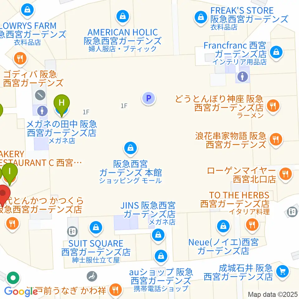 NHK文化センター西宮ガーデンズ教室周辺のカフェ一覧地図