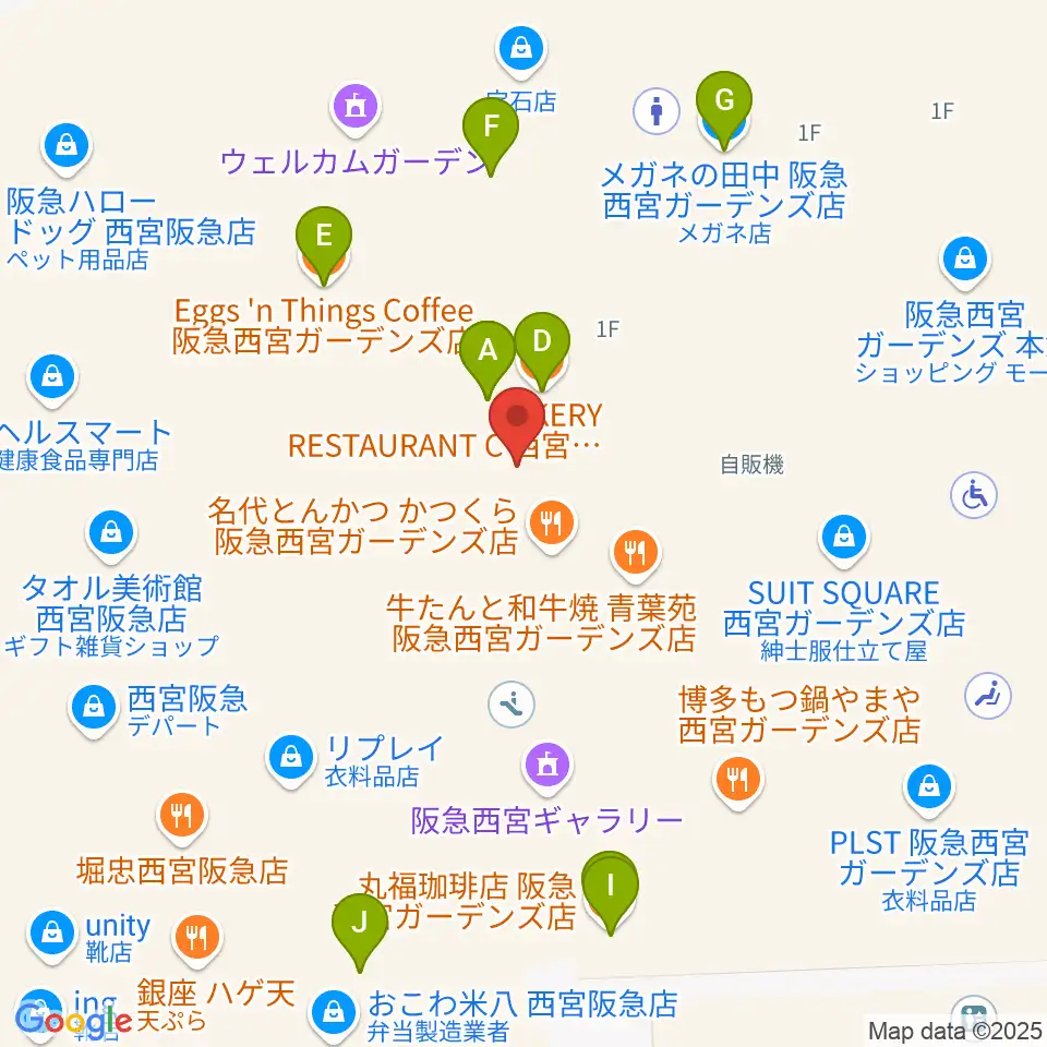 NHK文化センター西宮ガーデンズ教室周辺のカフェ一覧地図