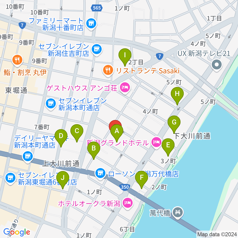 クロスパルにいがた周辺のカフェ一覧地図