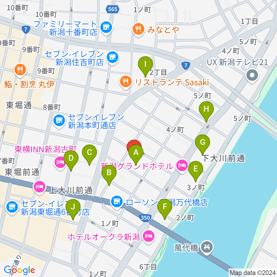 クロスパルにいがた周辺のカフェ一覧地図