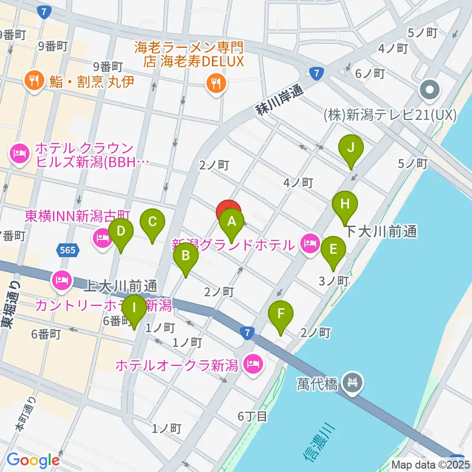 クロスパルにいがた周辺のカフェ一覧地図