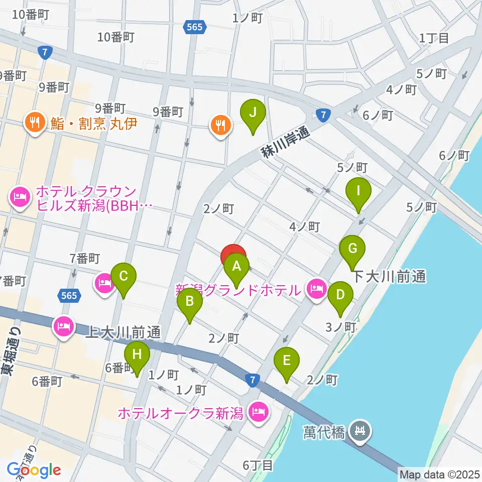 クロスパルにいがた周辺のカフェ一覧地図