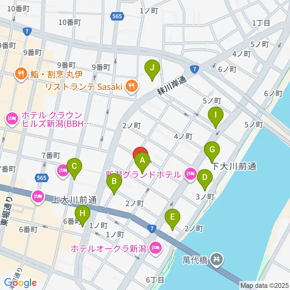 クロスパルにいがた周辺のカフェ一覧地図
