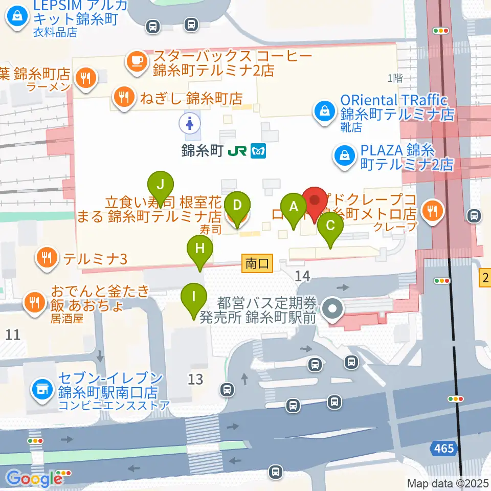 よみうりカルチャー錦糸町周辺のカフェ一覧地図