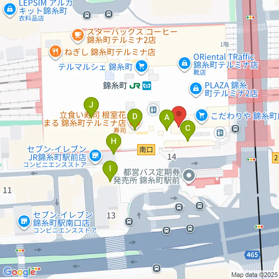 よみうりカルチャー錦糸町周辺のカフェ一覧地図