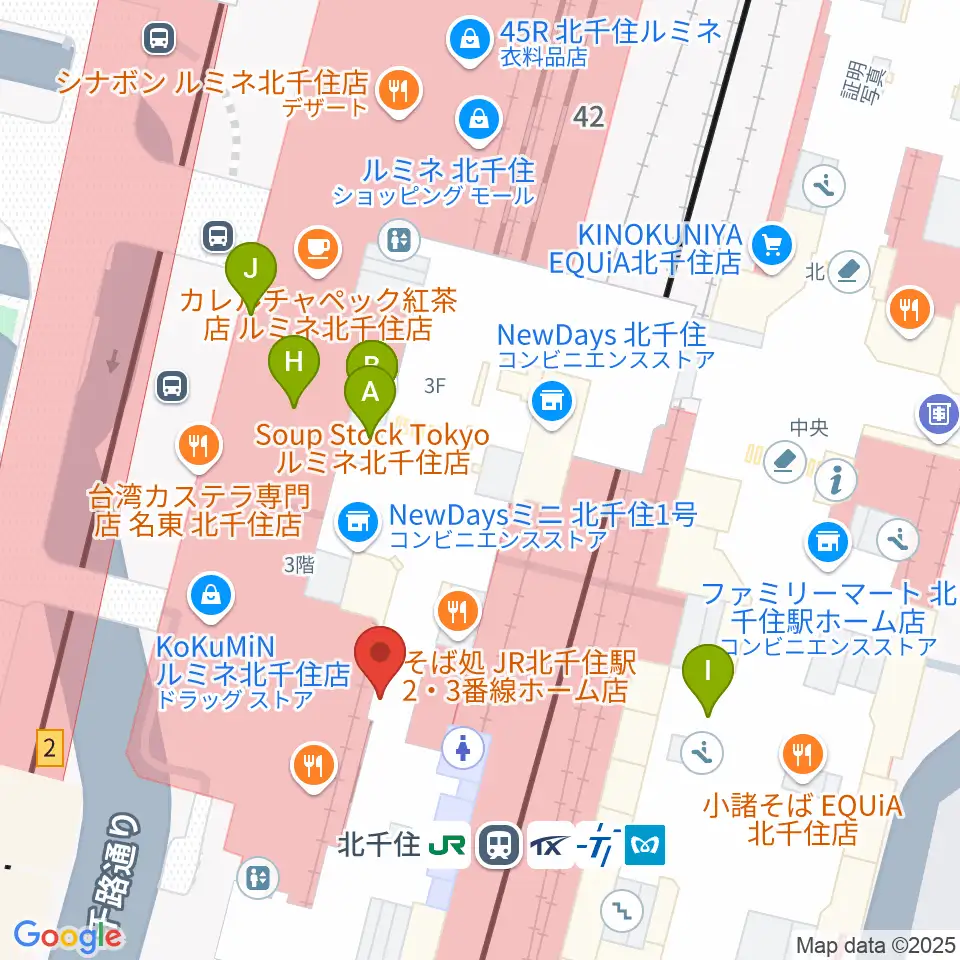 よみうりカルチャー北千住周辺のカフェ一覧地図