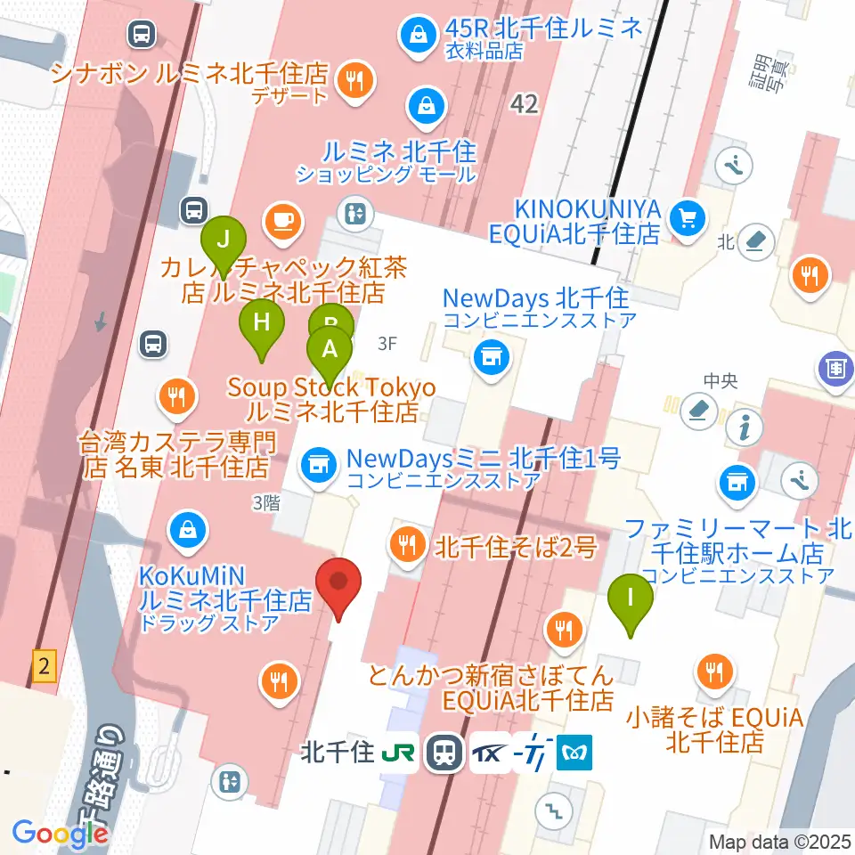 よみうりカルチャー北千住周辺のカフェ一覧地図