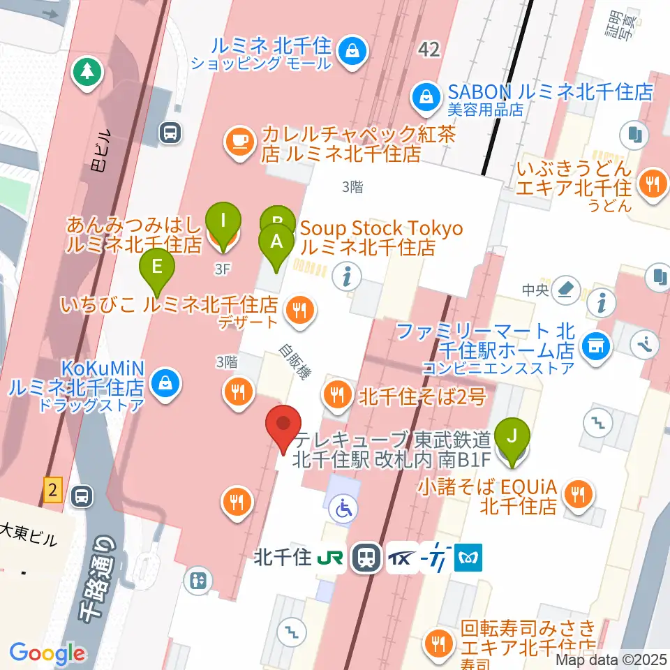 よみうりカルチャー北千住周辺のカフェ一覧地図