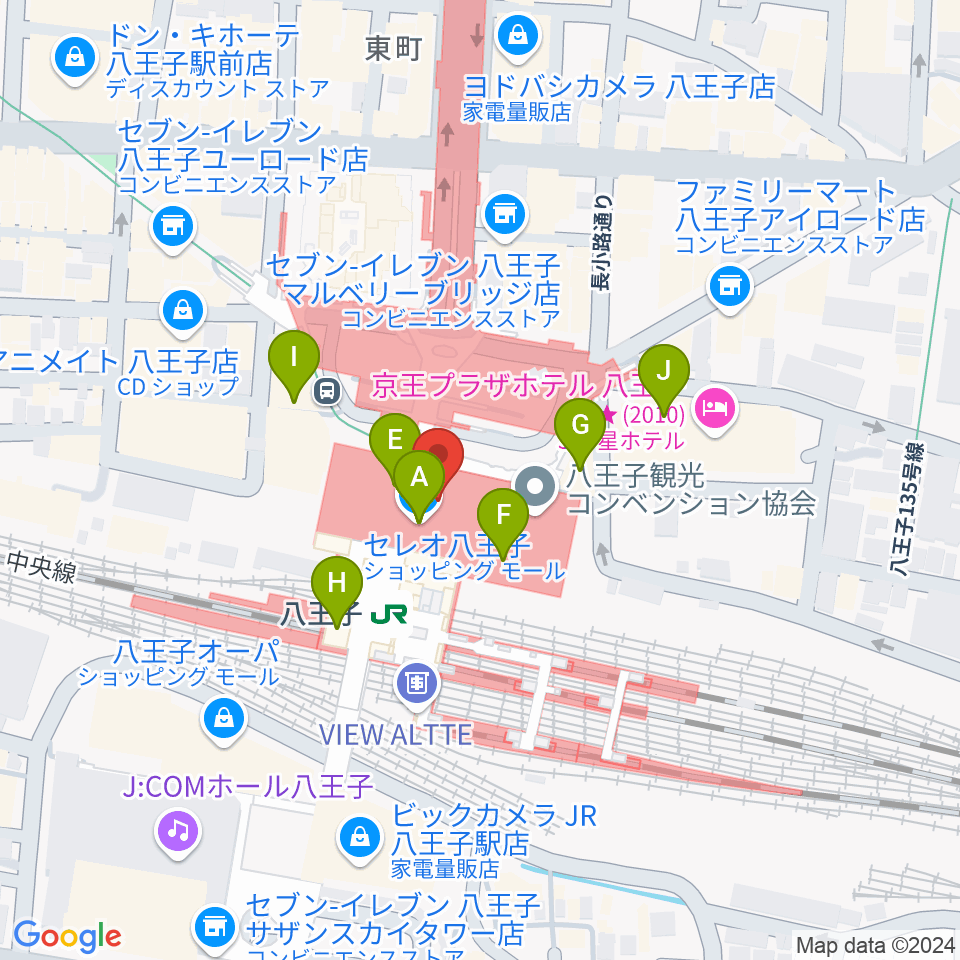 よみうりカルチャー八王子周辺のカフェ一覧地図