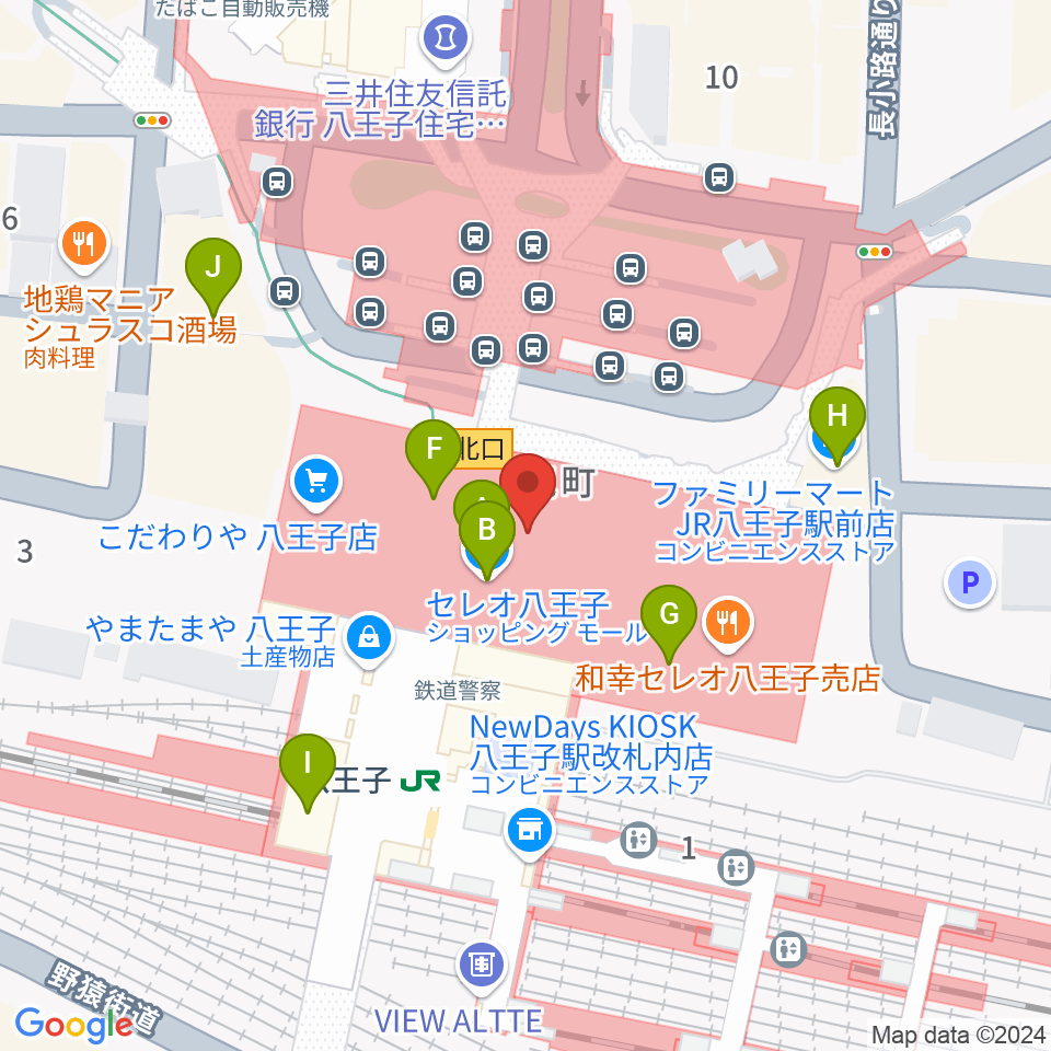 よみうりカルチャー八王子周辺のカフェ一覧地図