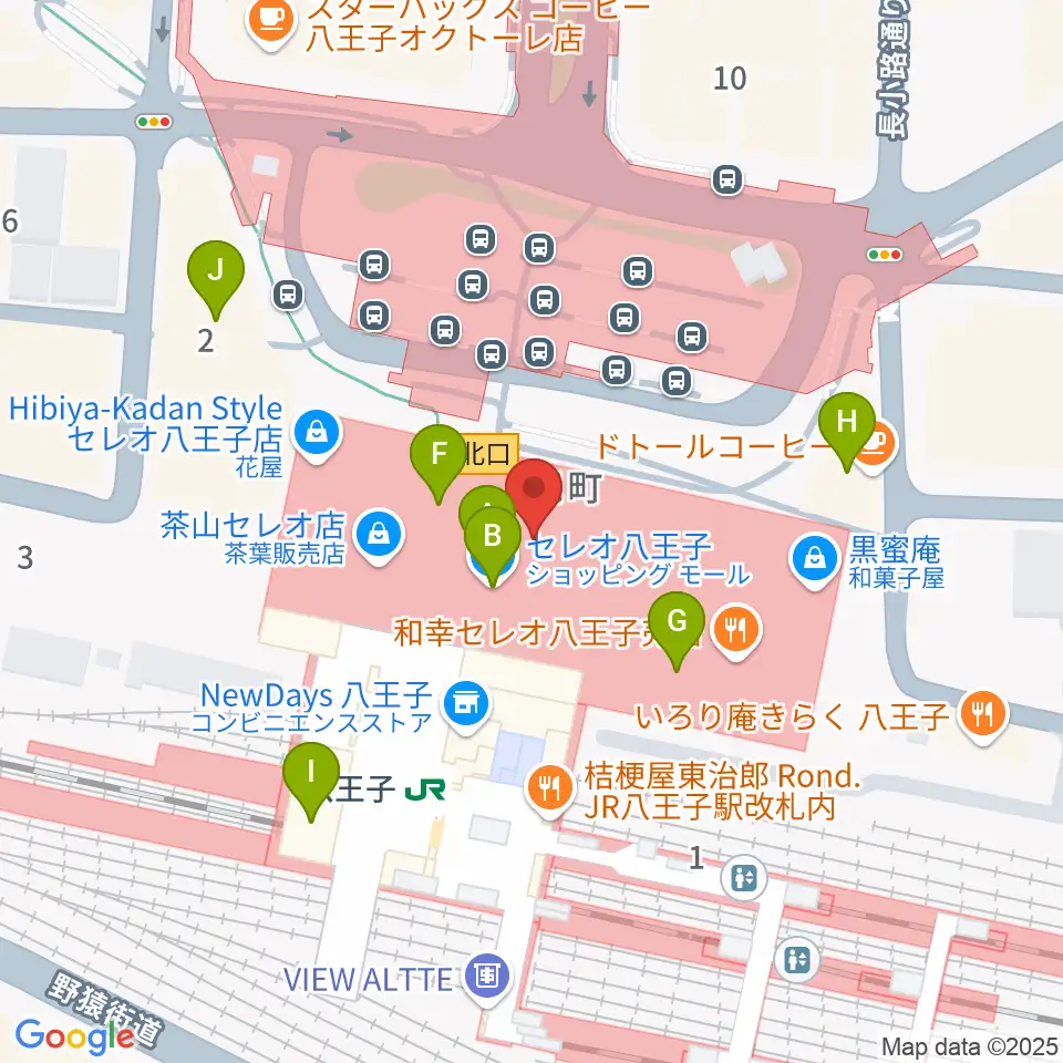 よみうりカルチャー八王子周辺のカフェ一覧地図