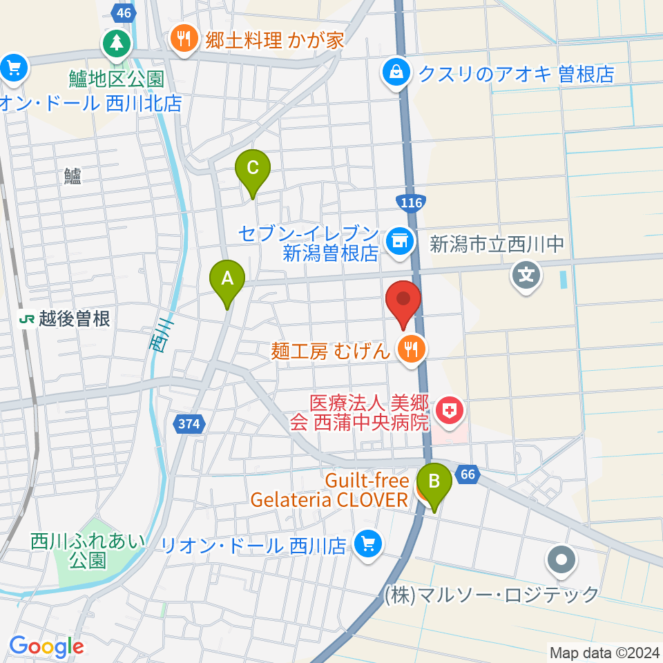 西川多目的ホール周辺のカフェ一覧地図