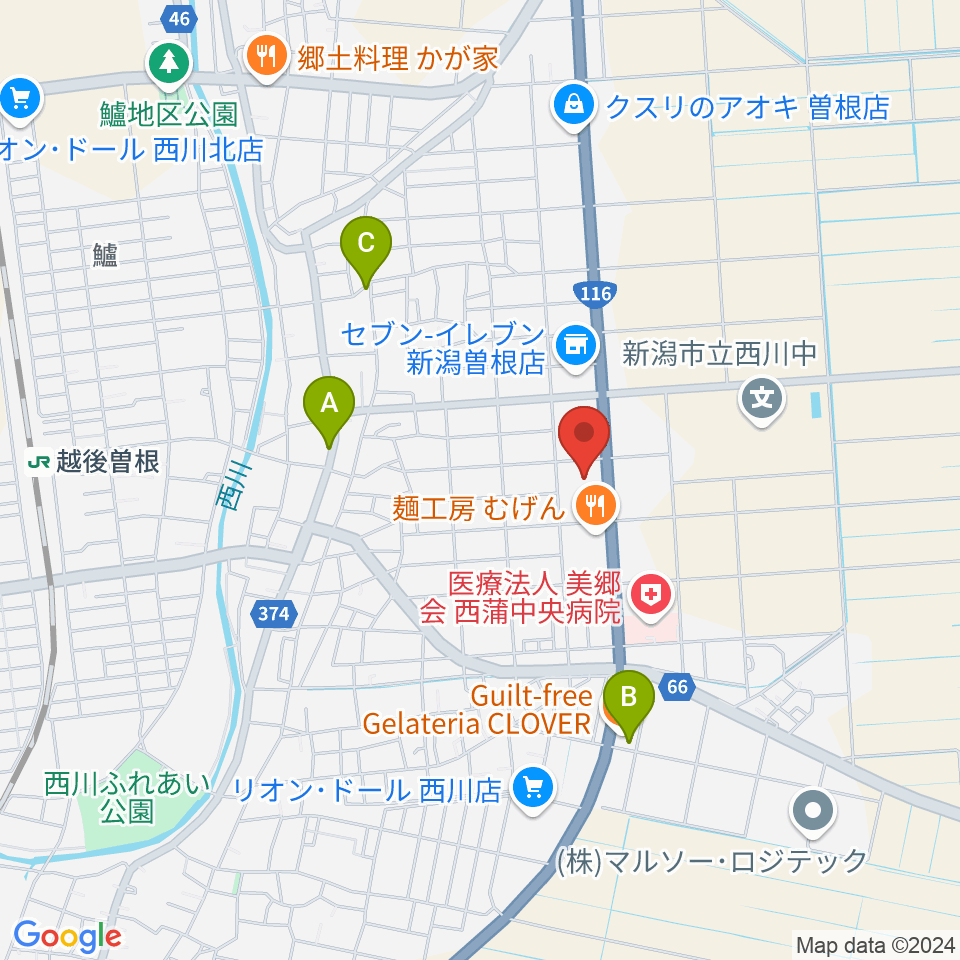 西川多目的ホール周辺のカフェ一覧地図