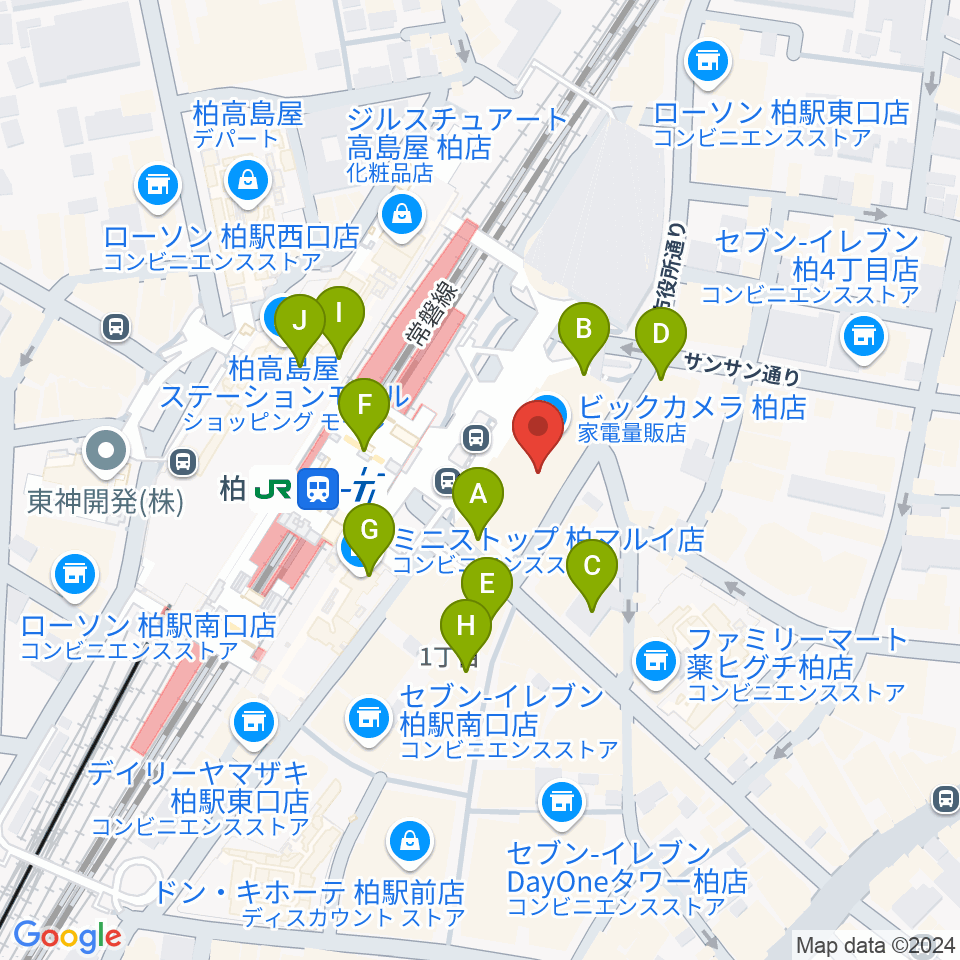 よみうりカルチャー柏周辺のカフェ一覧地図