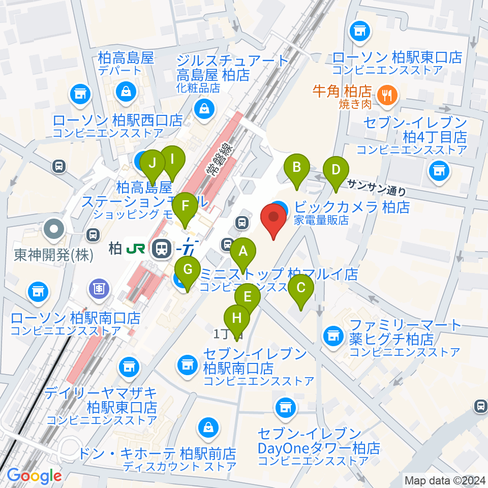 よみうりカルチャー柏周辺のカフェ一覧地図