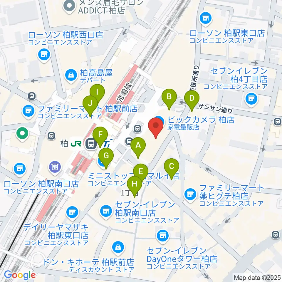 よみうりカルチャー柏周辺のカフェ一覧地図