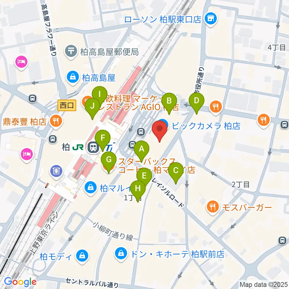 よみうりカルチャー柏周辺のカフェ一覧地図