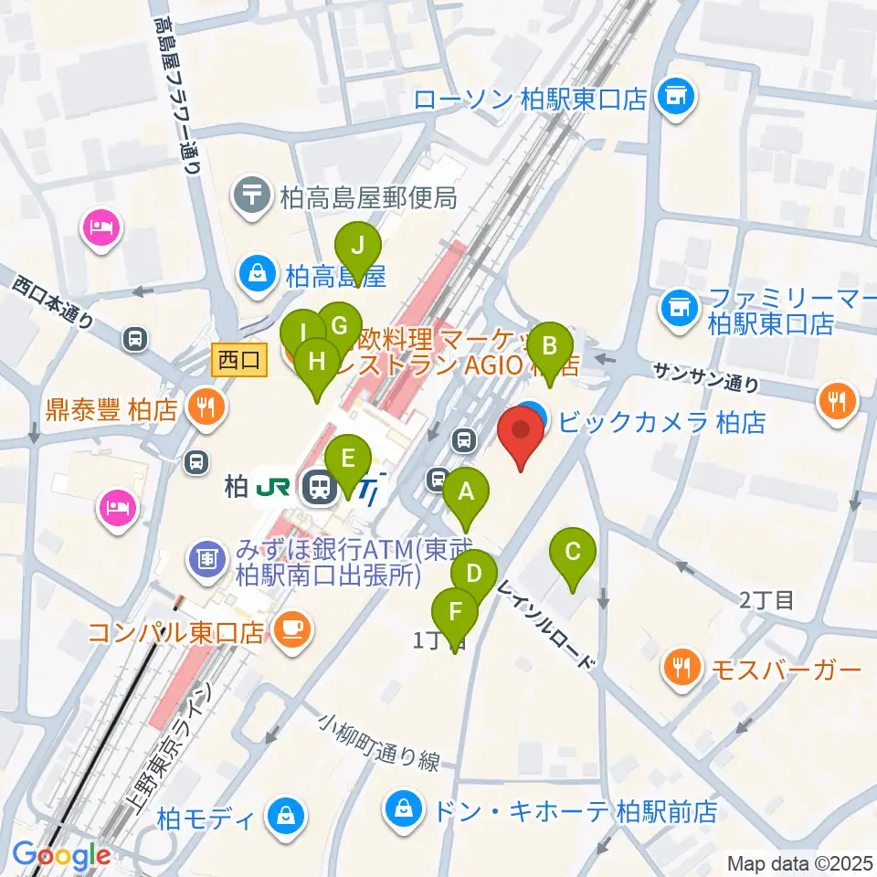よみうりカルチャー柏周辺のカフェ一覧地図