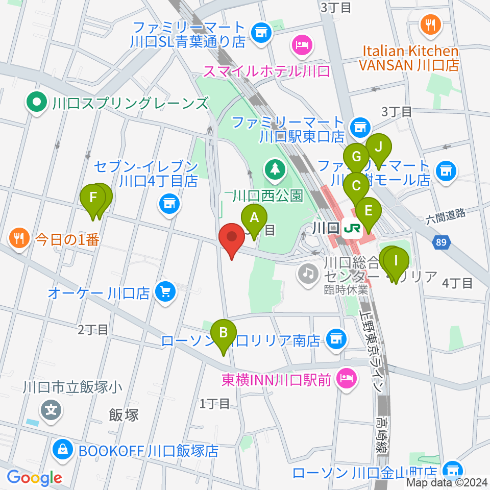 よみうりカルチャー川口周辺のカフェ一覧地図