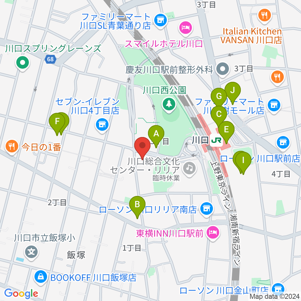 よみうりカルチャー川口周辺のカフェ一覧地図