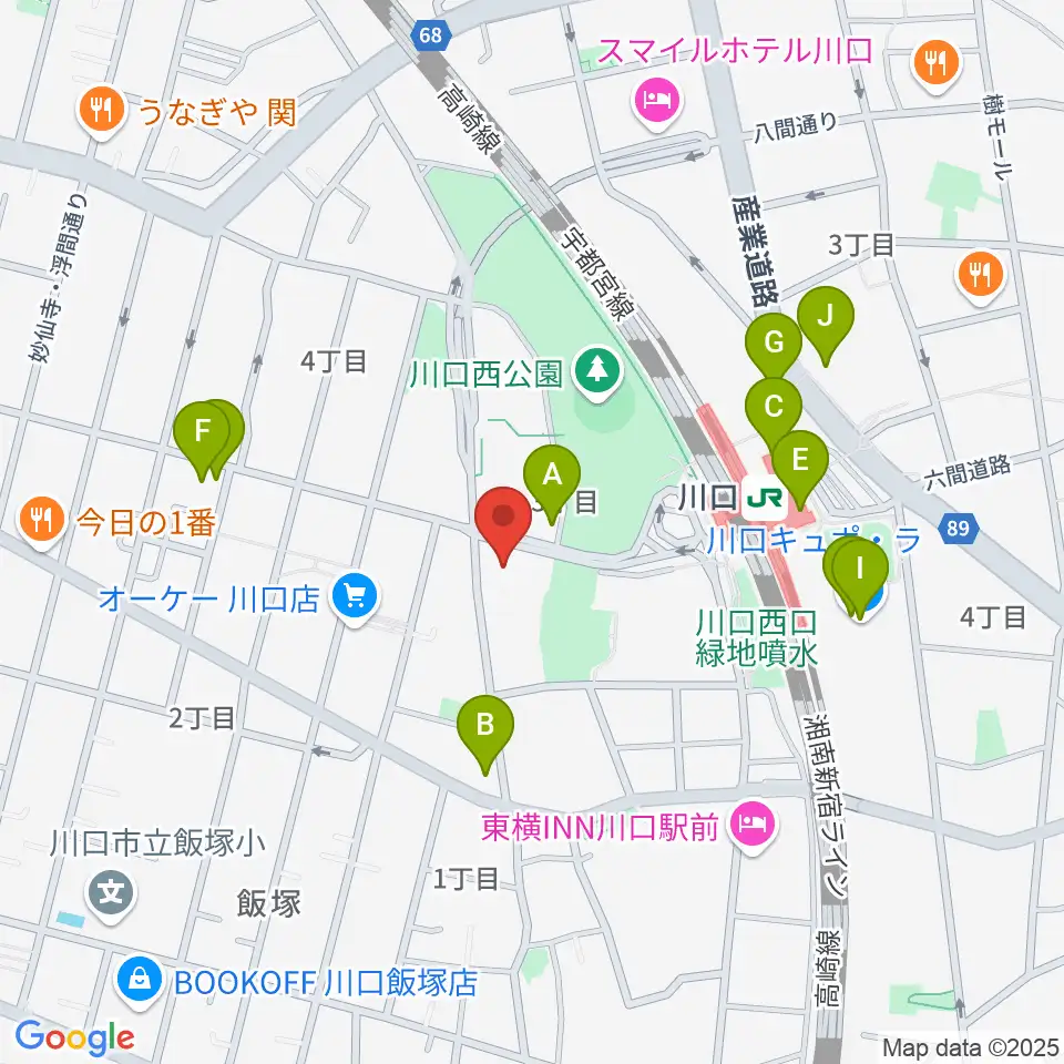よみうりカルチャー川口周辺のカフェ一覧地図
