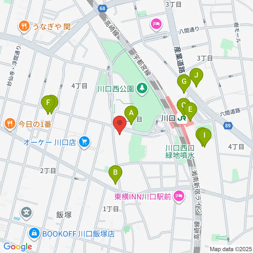 よみうりカルチャー川口周辺のカフェ一覧地図