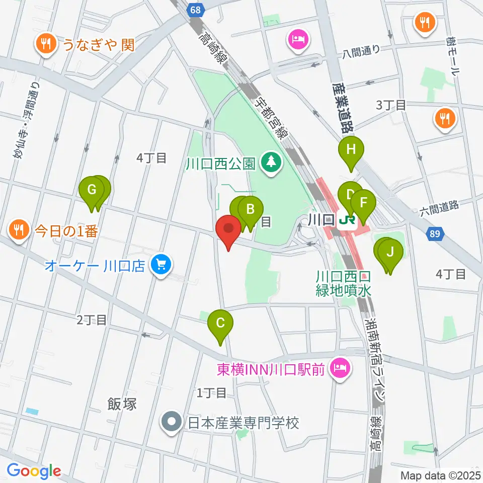 よみうりカルチャー川口周辺のカフェ一覧地図