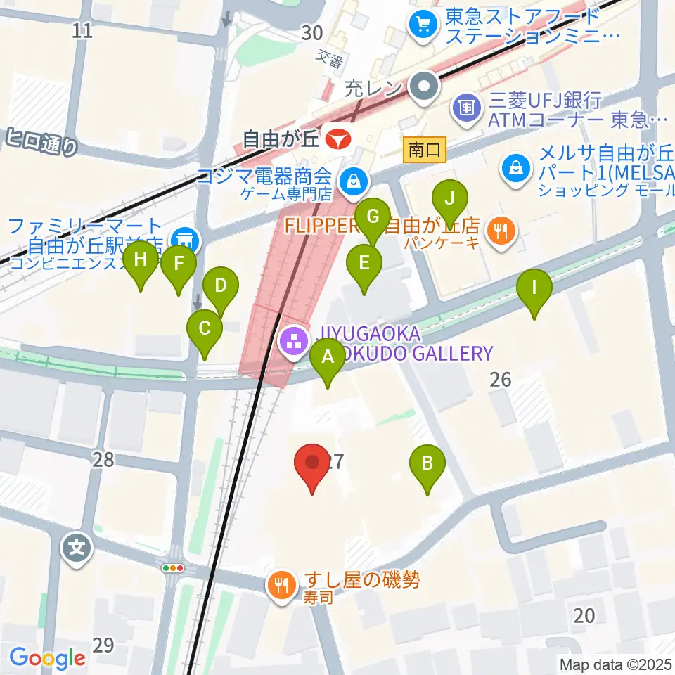 よみうりカルチャー自由が丘周辺のカフェ一覧地図