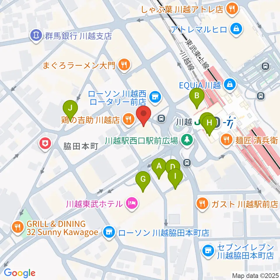 よみうりカルチャー川越周辺のカフェ一覧地図